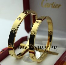 Cartier Couple Bracelet Yellow Gold 4 Diamonds B6041004 (New Version - Prevent Screws Fall Out)